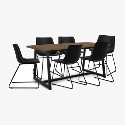 Habitat Habitat Nomad Metal Extending Dining Table & 6 Black Chairs