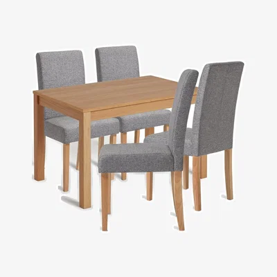 Habitat Habitat Clifton Wood Dining Table & 4 Grey Chairs