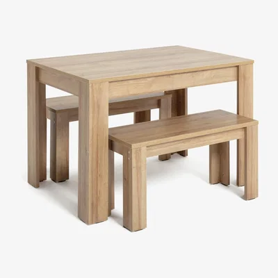Habitat Habitat Miami Oak Effect Dining Table & 2 Benches