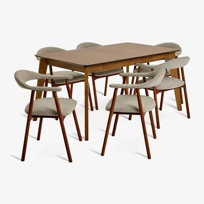 Habitat Habitat Callan Solid Wood Dining Table & 6 Lex Walnut Chairs