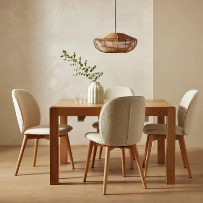 Habitat Habitat Drio Extending Oak Dining Table & 4 Cream Chairs