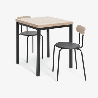 Habitat Habitat Zayn Wood Effect Dining Table & 2 Black Chairs