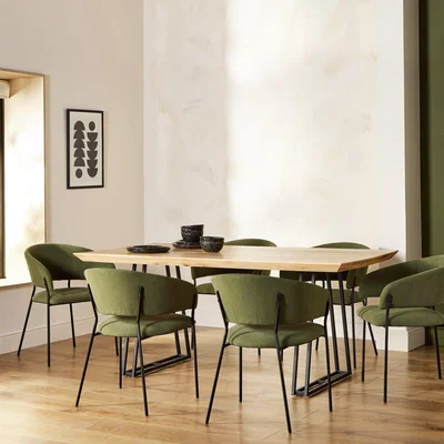 Habitat Habitat Amory Natural Dining Table & 6 Green Chairs