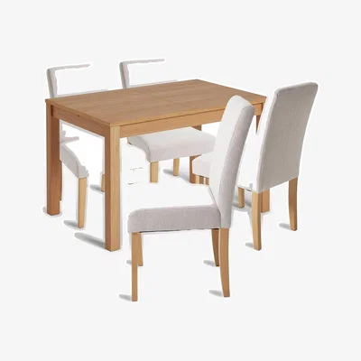 Habitat Habitat Clifton Wood Extending Dining Table & 4 Cream Chairs