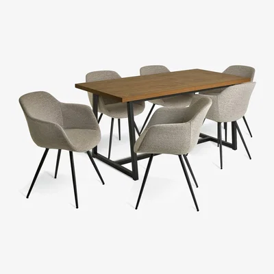 Habitat Habitat Wood Effect Extending Dining Table &6 Natural Chairs