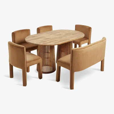 Habitat Habitat Solid Wood Dining Table,4 Natural Chair & Bench