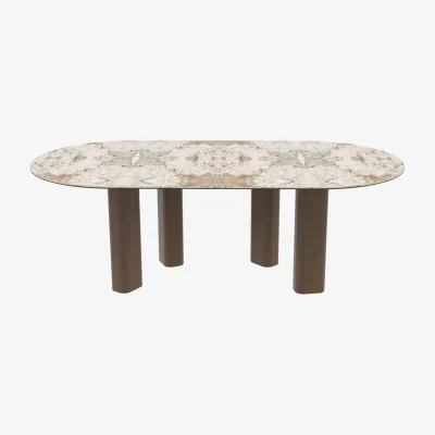 Heal's Paul Rogers Pillar Oval Dining Table Smoked Walnut Tundra Glossy 220 x 110cm