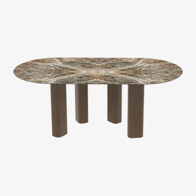 Heal's Paul Rogers Pillar Oval Smoked Walnut Mountain Peak Glossy 200 x 110cm