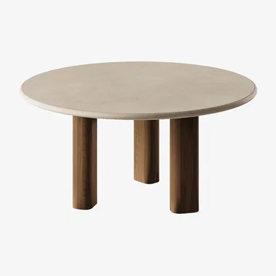 Heal's Paul Rogers Pillar Round Dining Table Smoked Walnut Stone Mortex 160cm