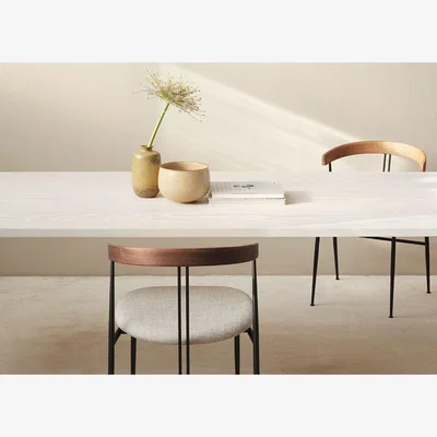 Heal's Gubi Violin Dining Chair with Seat in Tempt 61168 and Walnut Backrest
