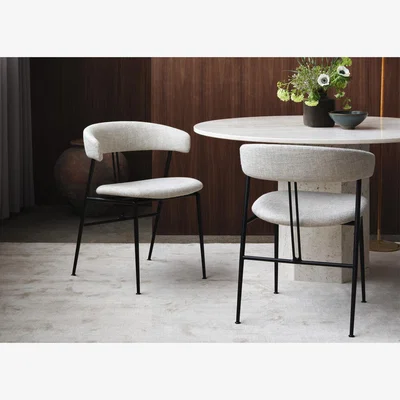 Heal's Gubi Violin Dining Chair Fully Upholstered in Tempt 60152  Black Matt Base