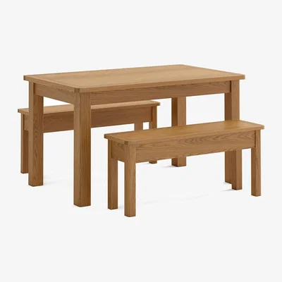 Homebase Norbury Dining Table and 2 Benches - Oak
