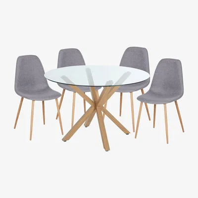 Homebase Ludlow Round Dining Table and 4 Chairs - Grey