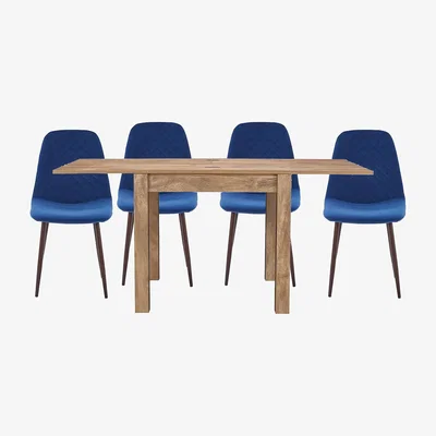 Homebase Kubu Extending Dining Table and 4 Perth Chairs - Navy