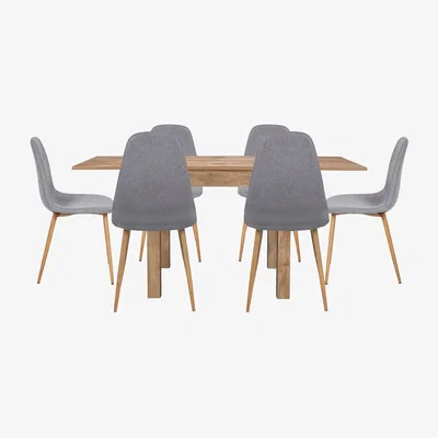 Homebase Kubu Extending Dining Table and 6 Ludlow Chairs - Grey