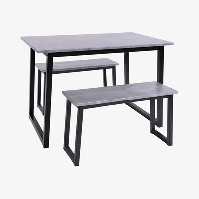 Homebase Drew Concrete Effect Dining Table and 2 Benches