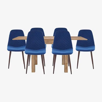 Homebase Kubu Extending Dining Table and 6 Perth Chairs - Navy