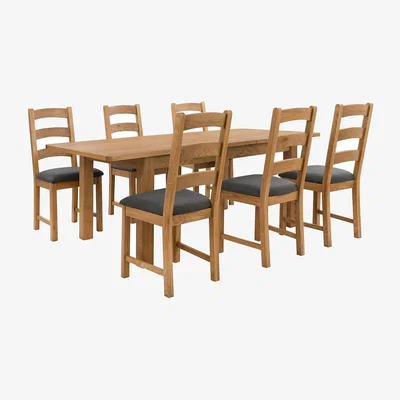 Homebase Norbury Extending Dining Table and 6 Chairs - Oak