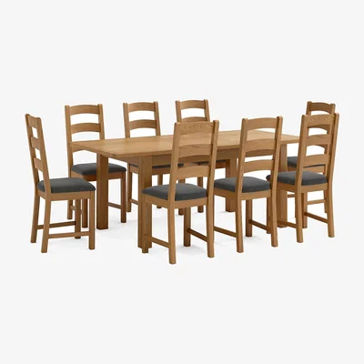 Homebase Norbury Extending Dining Table and 8 Chairs - Oak