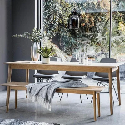 IO Living The Modern Light Oak Extending Dining Table Set (2m)