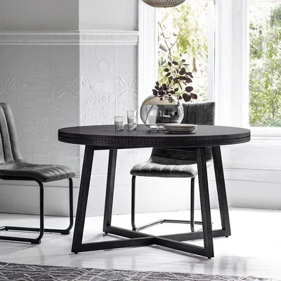 IO Living Chic Black Round Dining Table Set (1.2m)
