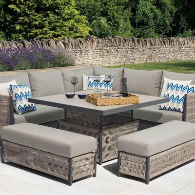 IO Living Bramblecrest Mauritius Square Sofa Set with Adjustable Casual Dining Table