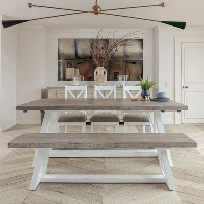 IO Living The White and Grey 2m Extending Dining Table Set