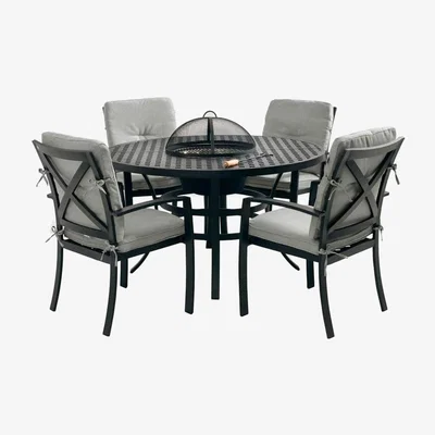 IO Living Jamie Oliver Contemporary 4 Seat Grilling and Dining Set - Black &amp; Grey