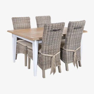 IO Living Classic Dining Set With 4 Rattan Chairs (1.4m)