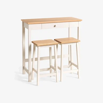 John Lewis John Lewis ANYDAY Wilton Breakfast Bench with 2 Stools, Linen