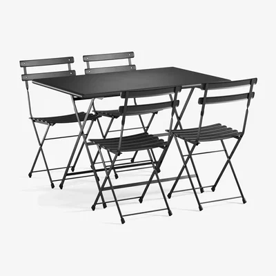John Lewis EMU Arc En Ciel Steel 4-Seater Folding Garden Rectangular Dining Table and Chairs Set, Iron