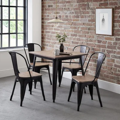 La Redoute Dalton Industrial Tolix Square Dining Table and Chair Set (Seats 4)