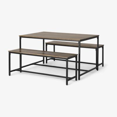 Made.com Lomond Compact Dining Table and Bench Set, Mango Wood and Black