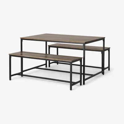 Made.com Lomond Compact Dining Table and Bench Set, Mango Wood and Black