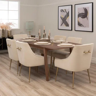 My Furniture Capri Walnut Extending Dining Table and 6 Mason Chalk Chairs