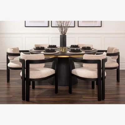 My Furniture Brewster 6-8 Seat Black Dining Table and Six Jolie Dining Chairs