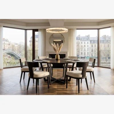 My Furniture Juno Circular Dining Table and 6 Vista Dining chairs