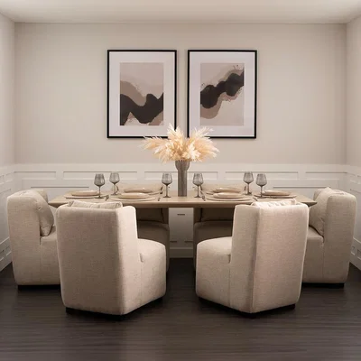 My Furniture Set of Rocco Washed Grey Oak Dining Table and Six Quadria Dining Chairs
