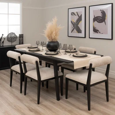 My Furniture Capri Black Extending Dining Table and 6 Hera Chairs