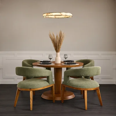 My Furniture Sia 4-6 Seat Chestnut Dining Table and 4 Madison Sage Green Chairs