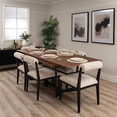 My Furniture Finley Extending Dining Table and 6 Hera Dining Chairs