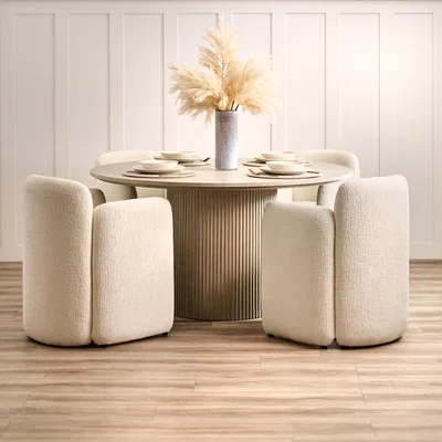 My Furniture Ophelia Circular Dining Table and 4 Munich Dining Chairs