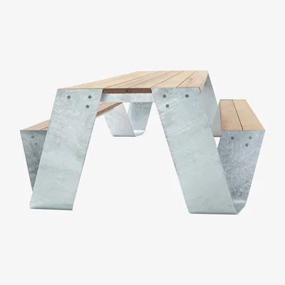 Made in Design Hopper Table & seats set by Extremis Natural wood/Metal