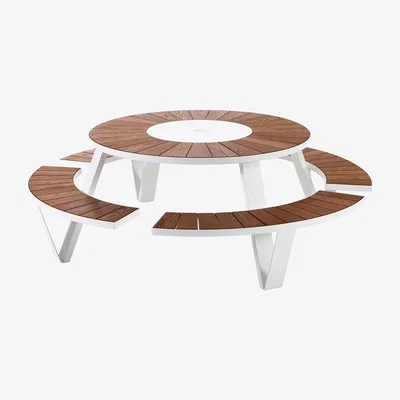 Made in Design Pantagruel Table & seats set by Extremis White/Natural wood