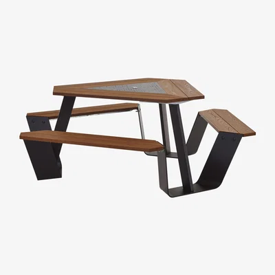 Made in Design Anker Table & seats set - Ø 216 cm by Extremis Black/Natural wood