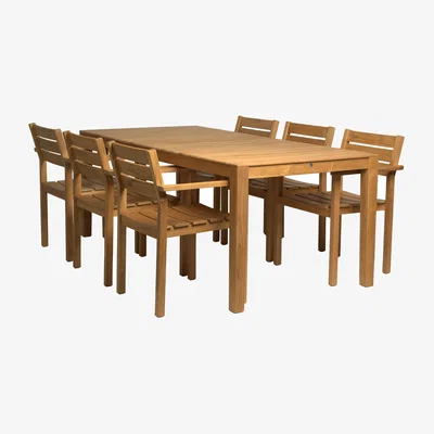 Nordic Nest 1898 Sköndal dining set with 6 chairs teak