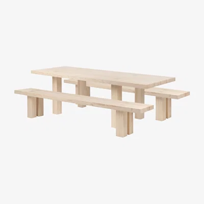 Nordic Nest Hem Max dining table with benches 250 cm Ash
