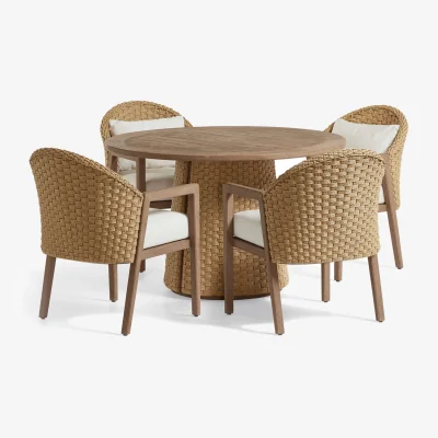 OKA OKA, Shorwell Dining Set - Natural Teak, BAO Bundle