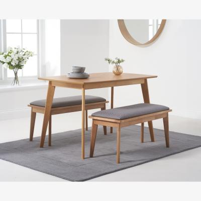 Oak&More Sacha 120cm Dining Table with Sacha Cushion Seat Benches