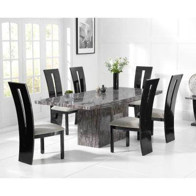 Oak&More Crema 220cm Grey Marble Dining Table with Verbier Chairs